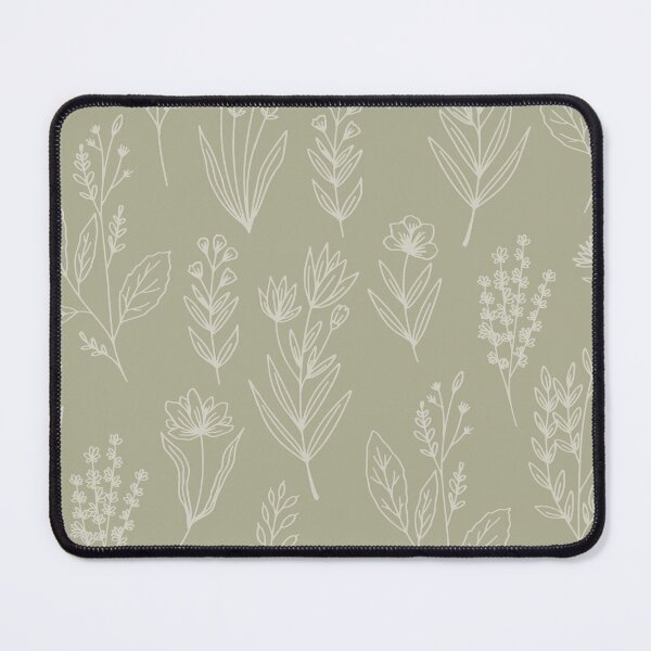 Item preview, Vintage Botanical Herbarium Wildflower Line Art Seamless Sage Green designed and sold by DropRomance.