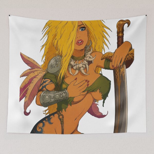 Item preview, Tribal Fantasy Warrior Woman | Barbarian Huntress | Classic Western Animation Style designed and sold by  Hollow Moon Studios..