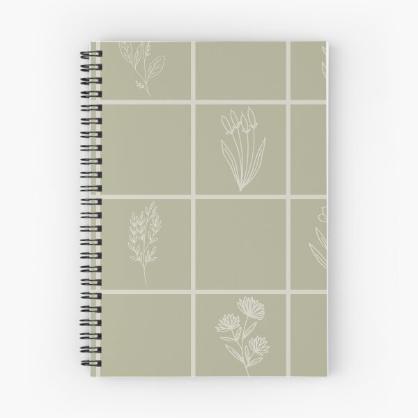 Item preview, M Vintage Botanical Herbarium Checkerboard Grid Line Art Sage Green Pattern designed and sold by DropRomance.