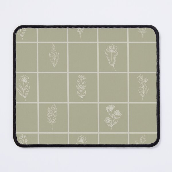 Item preview, M Vintage Botanical Herbarium Checkerboard Grid Line Art Sage Green Pattern designed and sold by DropRomance.