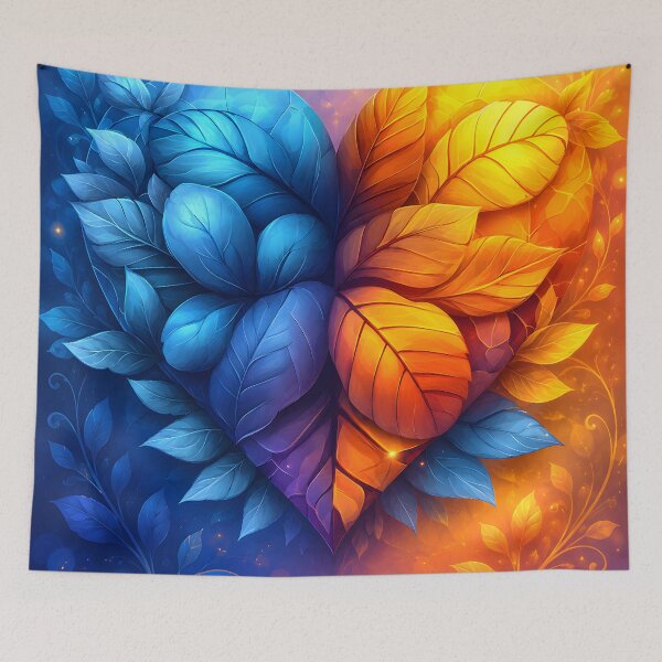 Item preview, Hearts 38 - Fire and Ice Leaf Heart Illustration designed and sold by NikaNavi.