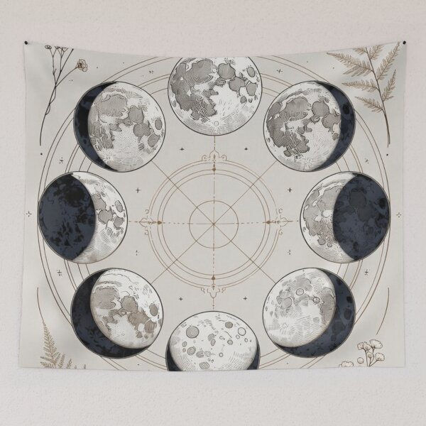 Item preview, Lunar Cycle Wheel — Celestial Botanical Art designed and sold by TheGraphicsLord.