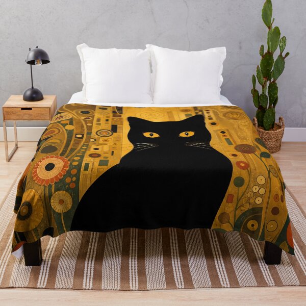 Item preview, Cat Art Print Klimt Black Cat In A Garden designed and sold by PurrfectHome.