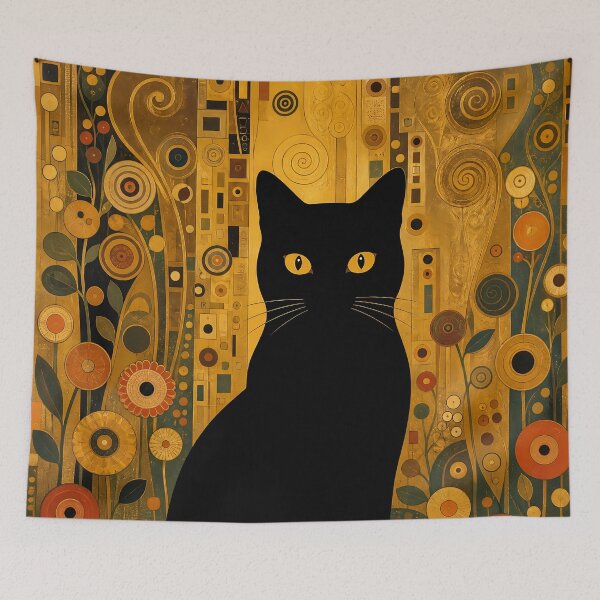 Item preview, Cat Art Print  Klimt  Black Cat In A Garden designed and sold by PurrfectHome.