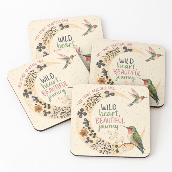 Item preview, Wild Heart Beautiful Journey: Cosmic Botanical Moon and Hummingbird designed and sold by OlgaLuna_design.