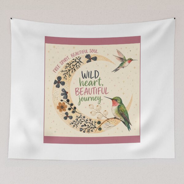 Item preview, Wild Heart Beautiful Journey: Cosmic Botanical Moon and Hummingbird designed and sold by OlgaLuna_Designs.