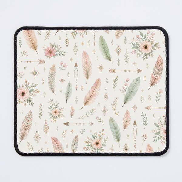 Item preview, Boho feather and flower patterns designed and sold by Bluepanda21.
