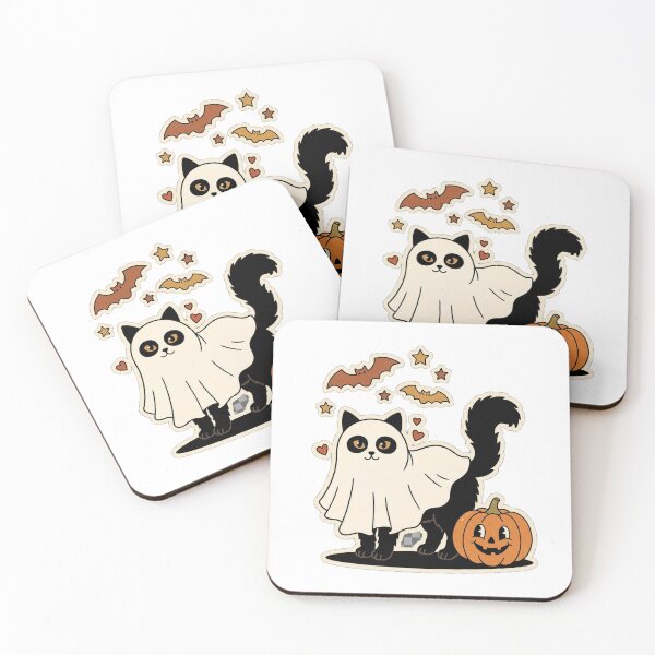 Item preview, Cute Ragdoll Ghost Cat Halloween | Kawaii Kitty with Pumpkin & Bats designed and sold by Ghostly Cats.