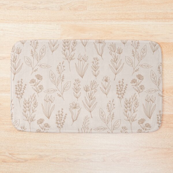 Item preview, M Vintage Botanical Herbarium Wildflower Line Art Light Kraft Brown Pattern designed and sold by DropRomance.