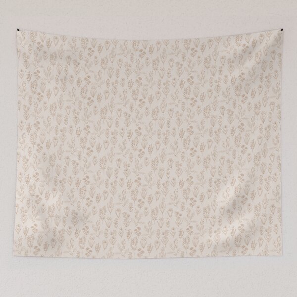 Item preview, M Vintage Botanical Herbarium Wildflower Line Art Light Kraft Brown Pattern designed and sold by DropRomance.