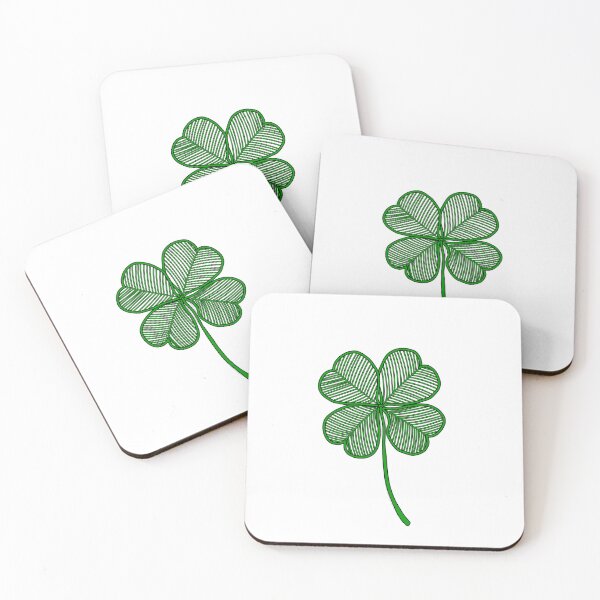 Item preview, Lucky Four Leaf Clover Green Line Art Illustration designed and sold by BVTH.