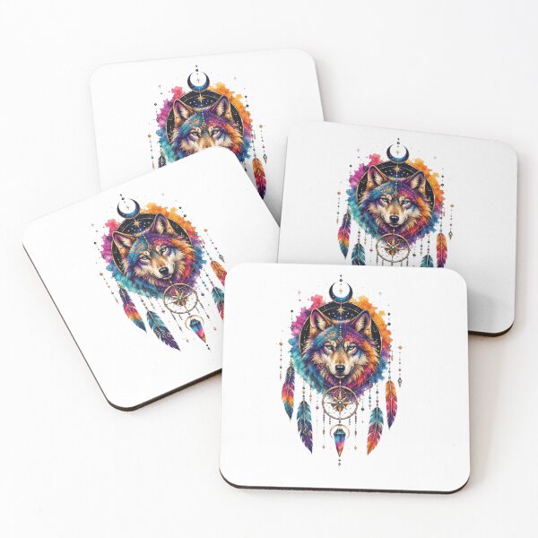 Item preview, Cosmic Wolf Dreamcatcher & Moon designed and sold by MyCalmDraw.
