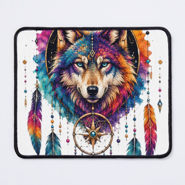 Item preview, Cosmic Wolf Dreamcatcher & Moon designed and sold by MyCalmDraw.