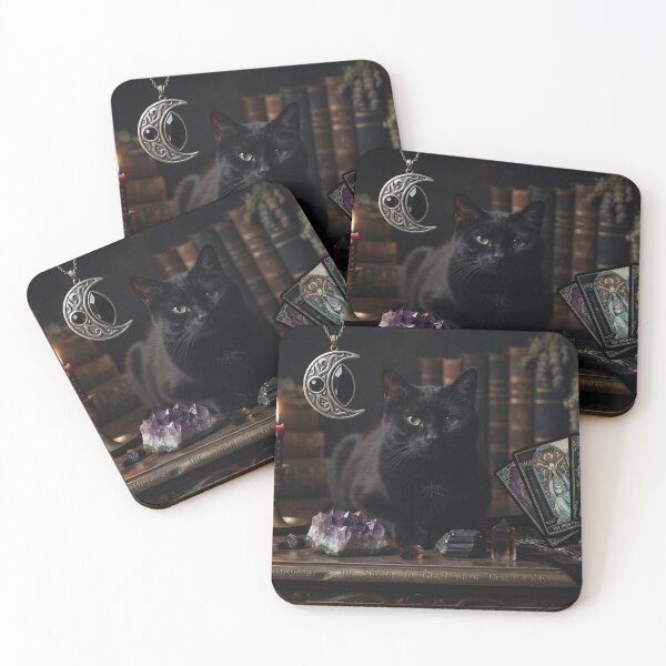 Item preview, Bombay Cat Moon Necklace Gothic Witch Aesthetic | Black Cat Magic Crystal Tarot Art designed and sold by Ghostlycats2026.