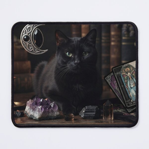 Item preview, Bombay Cat Moon Necklace Gothic Witch Aesthetic | Black Cat Magic Crystal Tarot Art designed and sold by Ghostlycats2026.
