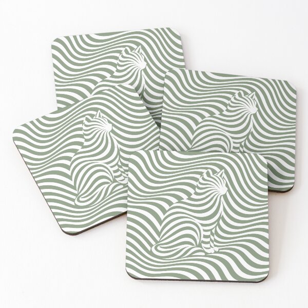 Item preview, Hidden Cat Waves – Sage Green designed and sold by WAUZ.