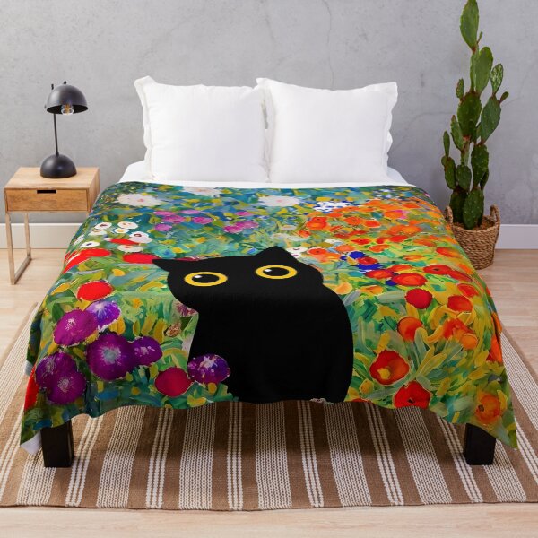 Item preview, Cat Art Print Klimt Black Cat In A Garden designed and sold by PurrfectHome.