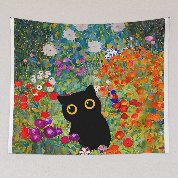 Item preview, Cat Art Print  Klimt  Black Cat In A Garden designed and sold by PurrfectHome.