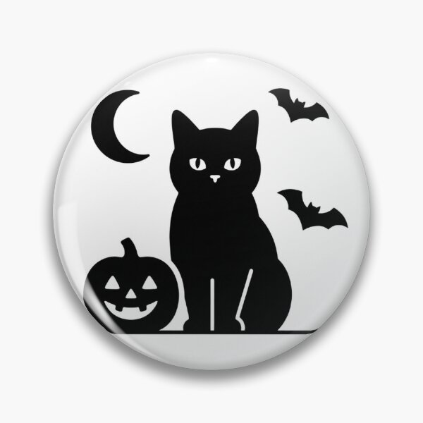 Item preview, Black Bombay Cat Halloween Minimalist Cute Spooky Pumpkin Bat Moon Graphic designed and sold by Ghostly Cats.