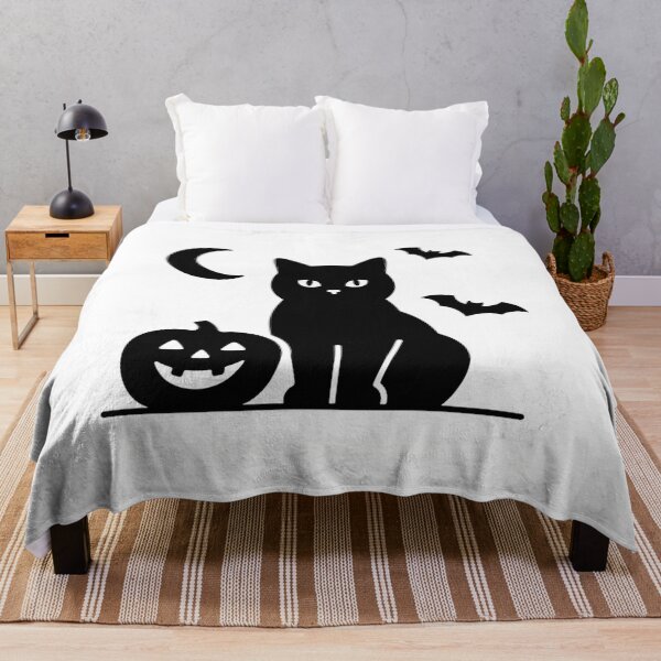 Item preview, Black Bombay Cat Halloween Minimalist Cute Spooky Pumpkin Bat Moon Graphic designed and sold by Ghostly Cats.