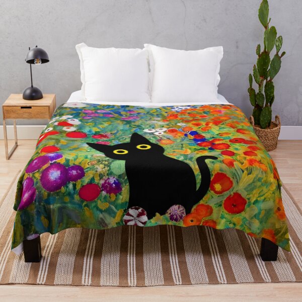 Item preview, Cat Art Print Klimt Black Cat In A Garden designed and sold by PurrfectHome.