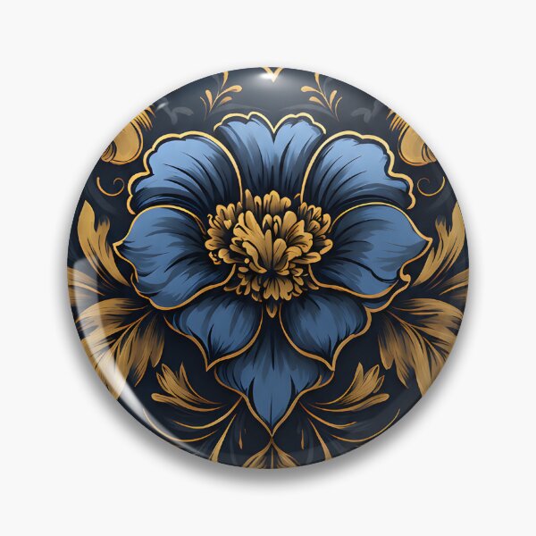 Item preview, Hearts 39 - Blue Gold Heart with Royal Floral Art designed and sold by NikaNavi.