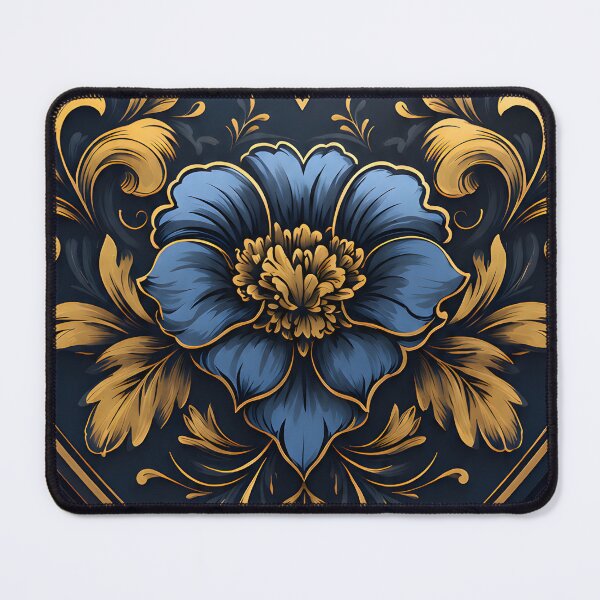 Item preview, Hearts 39 - Blue Gold Heart with Royal Floral Art designed and sold by NikaNavi.