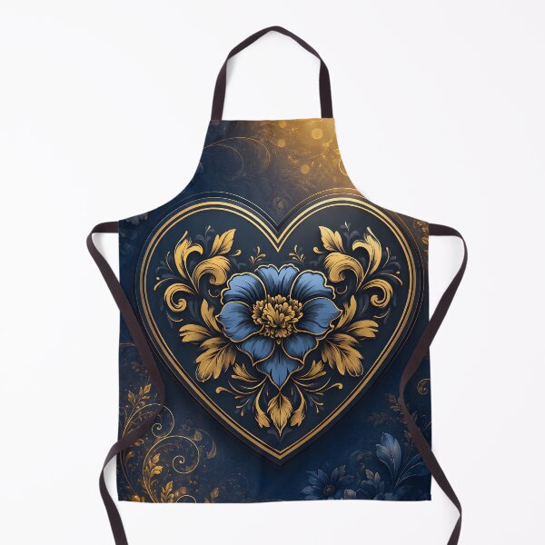 Item preview, Hearts 39 - Blue Gold Heart with Royal Floral Art designed and sold by NikaNavi.