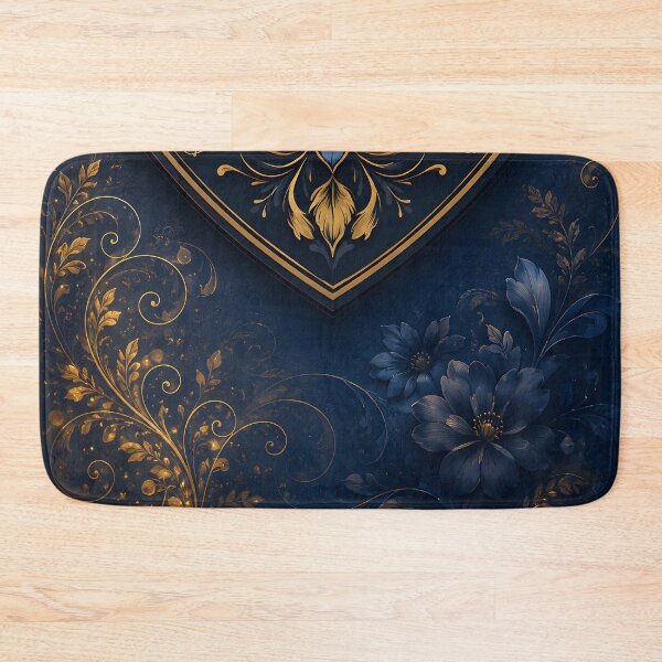 Item preview, Hearts 39 - Blue Gold Heart with Royal Floral Art designed and sold by NikaNavi.
