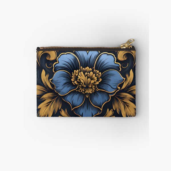 Item preview, Hearts 39 - Blue Gold Heart with Royal Floral Art designed and sold by NikaNavi.