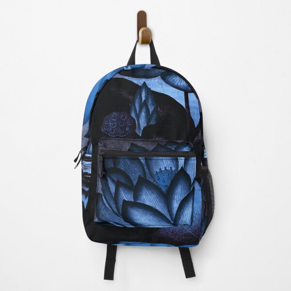 Item preview, The Sacred Egyptian Bean Temple of Flora Vintage Botanical Art Deep Blue Edition designed and sold by PureVintageLove.