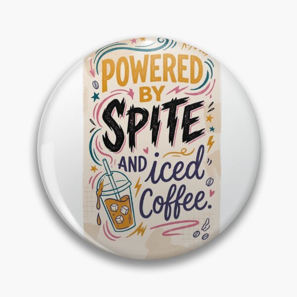 Item preview, Powered by Spite and Iced Coffee – Funny Caffeine Quote Typography Sticker | Sarcastic Coffee Lover Gift designed and sold by FitEnvy.