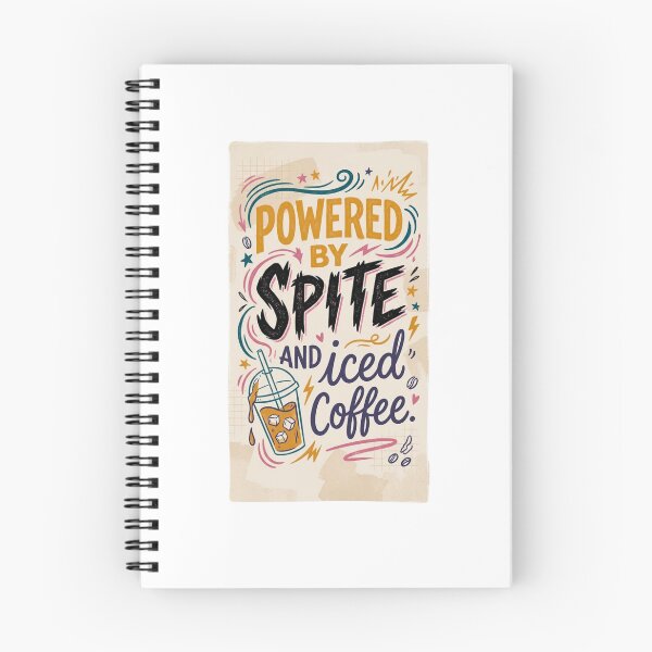 Item preview, Powered by Spite and Iced Coffee – Funny Caffeine Quote Typography Sticker | Sarcastic Coffee Lover Gift designed and sold by FitEnvy.