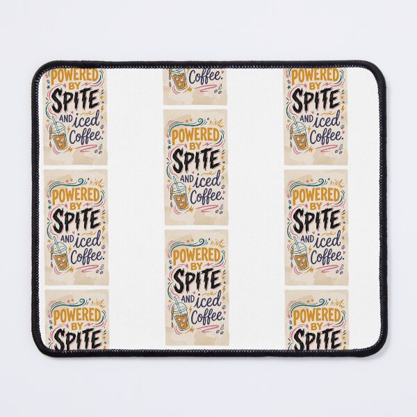 Item preview, Powered by Spite and Iced Coffee – Funny Caffeine Quote Typography Sticker | Sarcastic Coffee Lover Gift designed and sold by FitEnvy.