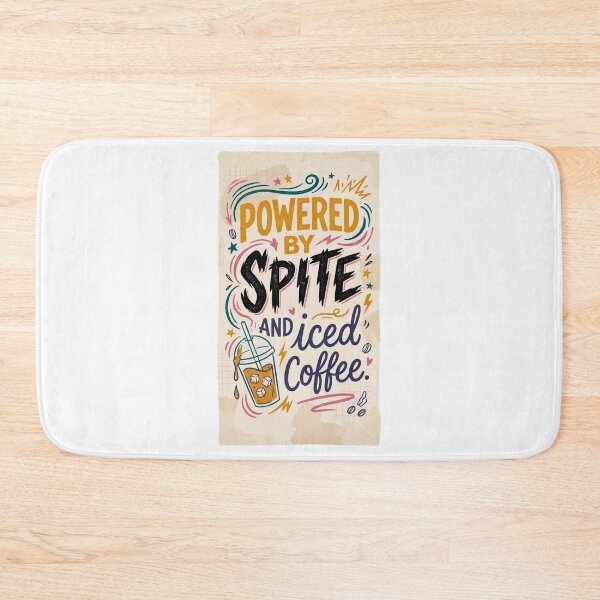 Item preview, Powered by Spite and Iced Coffee – Funny Caffeine Quote Typography Sticker | Sarcastic Coffee Lover Gift designed and sold by FitEnvy.