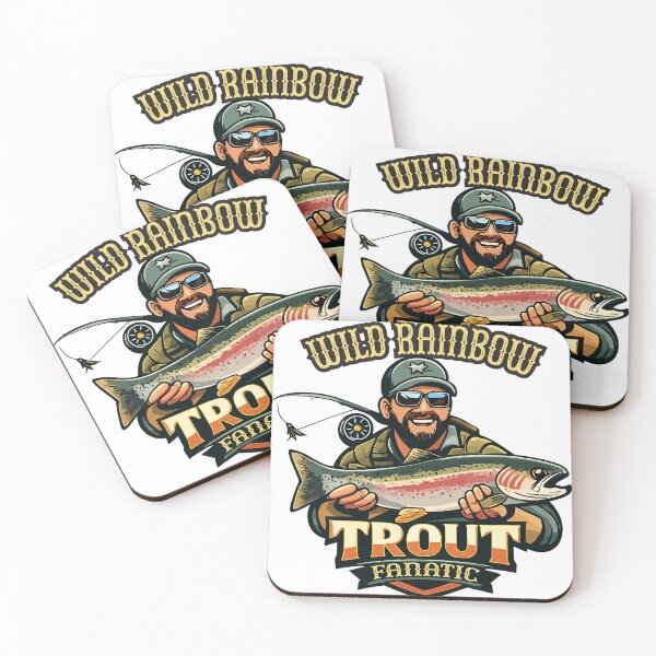 Item preview, Wild Rainbow Trout fanatic fly fishing illustration badge style. designed and sold by Art-Horizon.