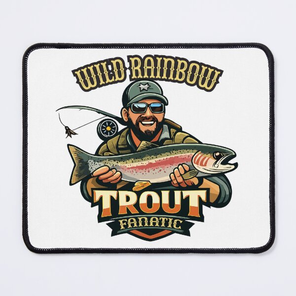 Item preview, Wild Rainbow Trout fanatic fly fishing illustration badge style. designed and sold by Art-Horizon.
