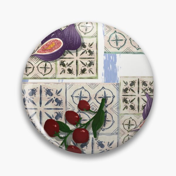Item preview, Bright colors and fruits on decorative tiles in a kitchen setting during daylight designed and sold by SpaceartLilu.