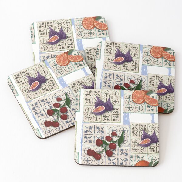 Item preview, Bright colors and fruits on decorative tiles in a kitchen setting during daylight designed and sold by SpaceartLilu.