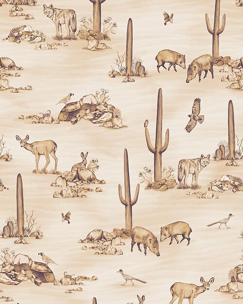 Vista previa del artículo con la obra «Sonoran Desert Wildlife Toile in Sepia», diseñado y vendido por somecallmebeth.
