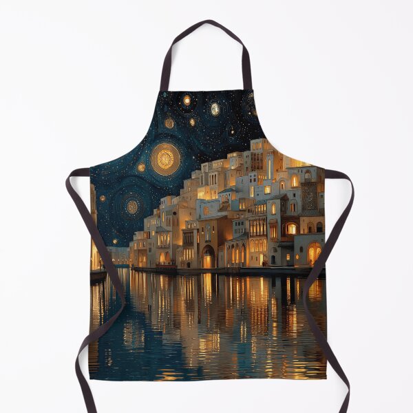 Item preview, Celestial Cityscape Canvas Print | Starry Night Waterfront Architecture Wall Art designed and sold by Iceberg Comic Book Lounge.