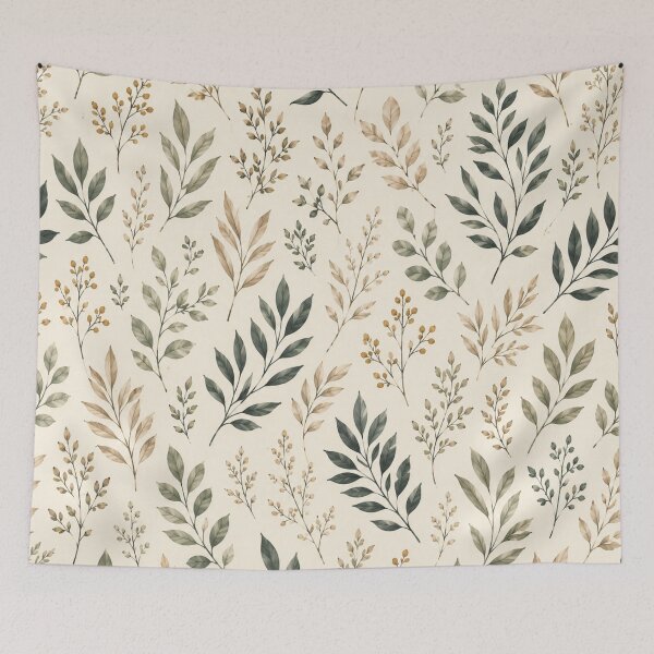 Item preview, Earthy Watercolor Botanical Leaves Pattern designed and sold by QCena.