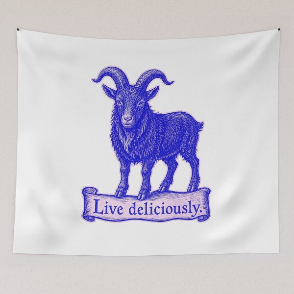 Item preview, Live Deliciously Vintage Black Goat Occult Folk Prints designed and sold by PinUpPizzazz.