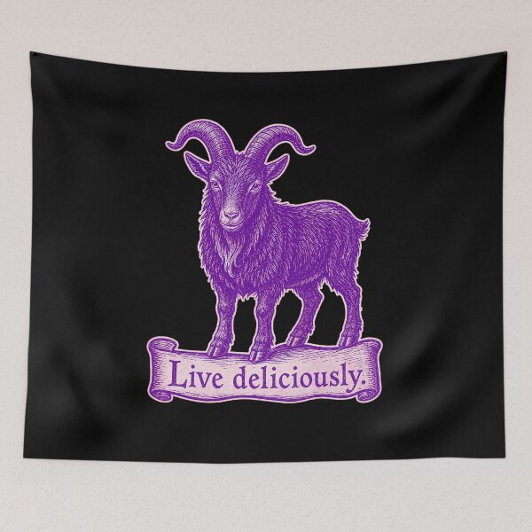 Item preview, Live Deliciously Vintage Black Goat Occult Folk Prints designed and sold by PinUpPizzazz.