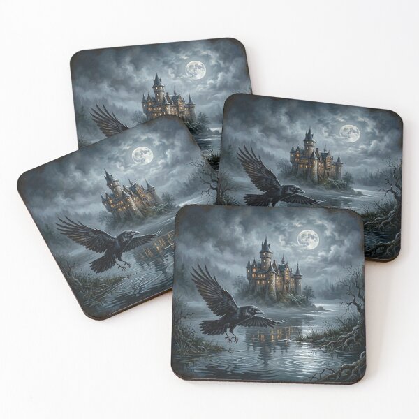 Item preview, Raven Castle Gothic Moonlight Painting designed and sold by Eclectic Monkey.