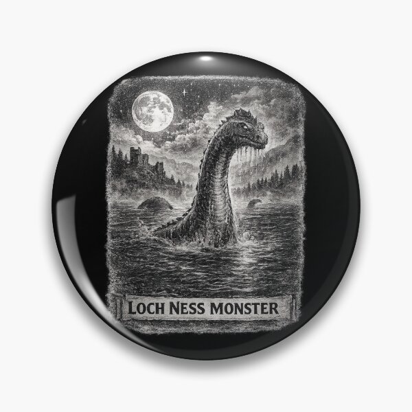 Item preview, Loch Ness Monster Vintage Cryptid Moonlight Lake Illustration designed and sold by TM DESIGNS AND MORE.