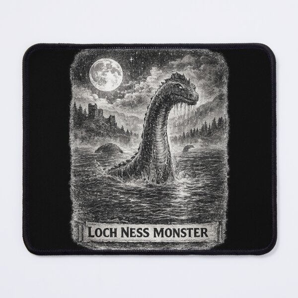 Item preview, Loch Ness Monster Vintage Cryptid Moonlight Lake Illustration designed and sold by TM DESIGNS AND MORE.