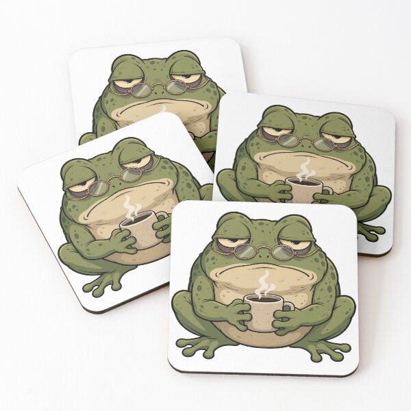 Item preview, Grumpy Frog Drinking Coffee designed and sold by NoirTonic.