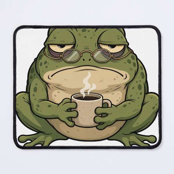 Item preview, Grumpy Frog Drinking Coffee designed and sold by NoirTonic.