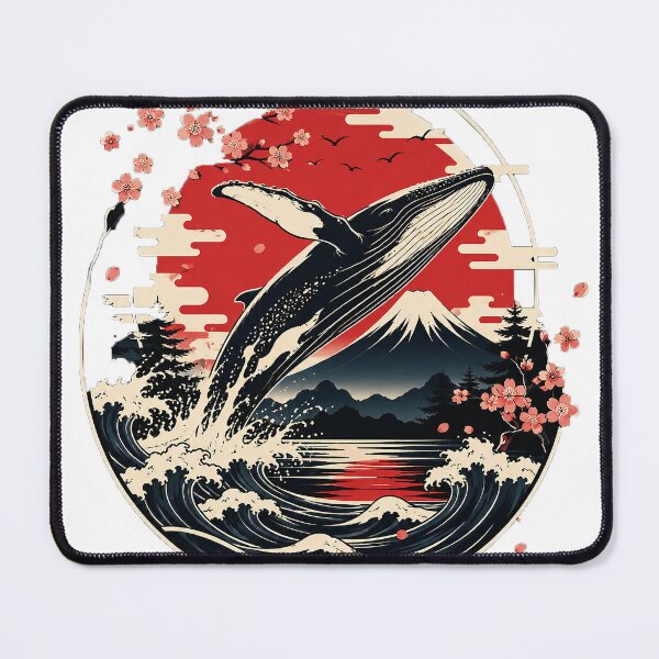 Item preview, Vintage Japanese Whale with Mount Fuji & Sakura | Ukiyo-e Ocean Art designed and sold by cannsuh.